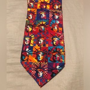silk tie Peter Max Liberty Head vintage 1997